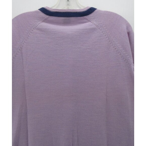 Coach Sweater Large Purple Merino Wool Cardigan Silver Buttons - Picture 7 of 10